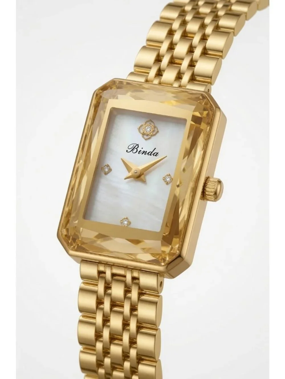 Women's Silver White Vintage Rectangular Case Stainless Steel Band Wrist Watch